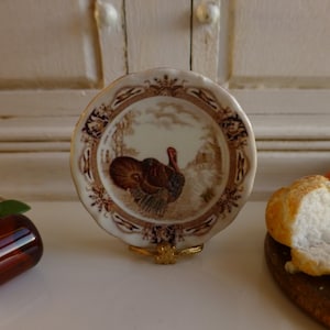 Royal Thanksgiving Turkey Plate for Dollhouse