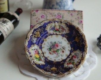 Blue Sèvres Sapphire Dollhouse Plate in Scale 1:12