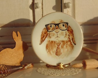 1:12 Scale Easter Dad Bunny Dollhouse Miniature Plate