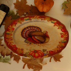 Thanksgiving Turkey Dollhouse Miniature Oval Tray.