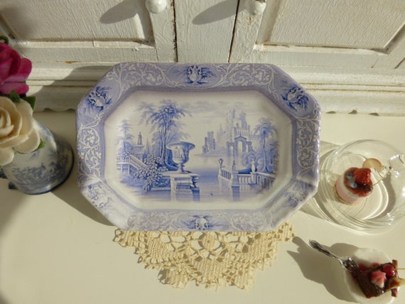 Blue Delft Ceramic Dollhouse Tray 1:12 Scale.Puppenhaus-Miniaturteller.Assiette de maison de poupée.Poppenhuis plaat.Poppenhuis miniatuur