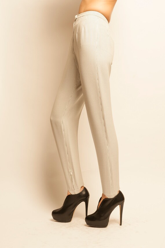 Dead stock 1970's stripes motif slim spindle pants