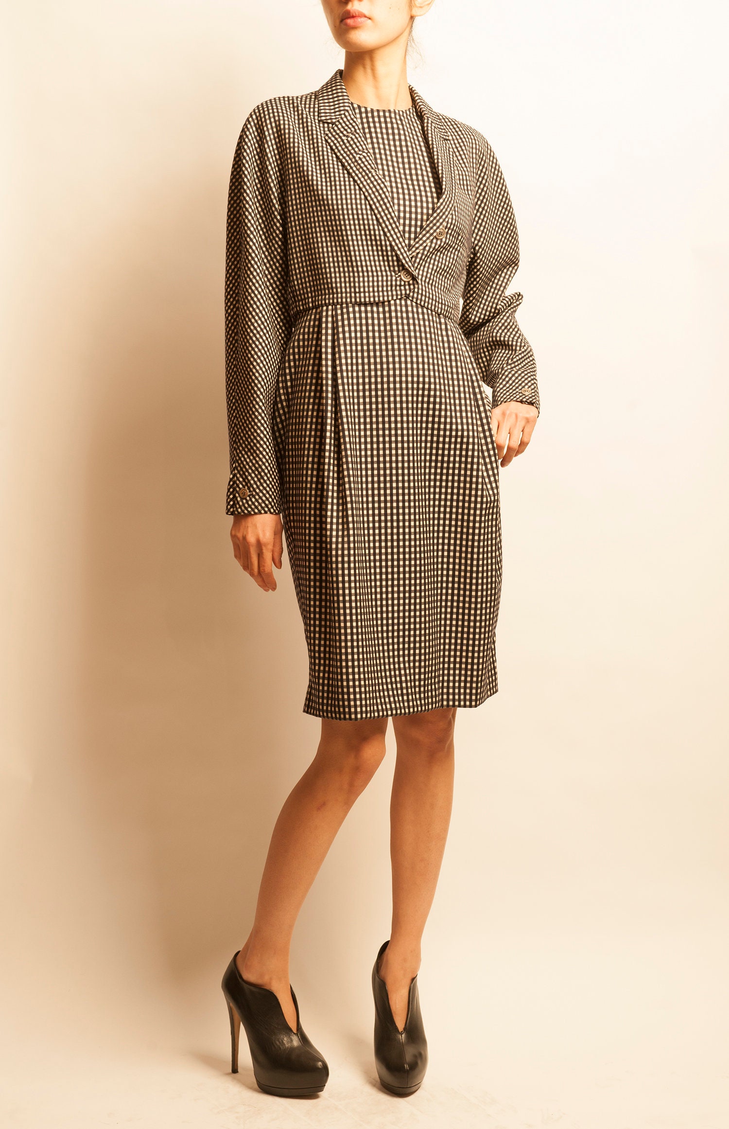 Gianni Versace 1980's checked pattern short jacket and no