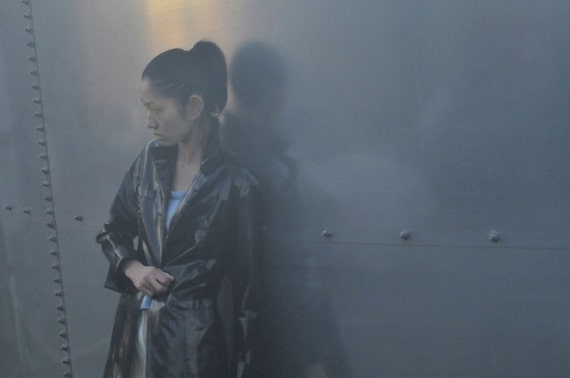 PAULE KA vinyl black rain coat