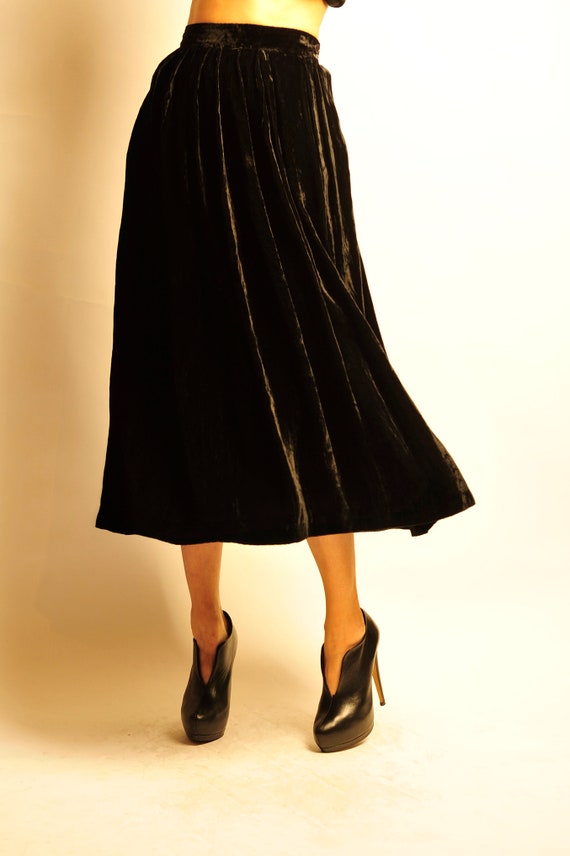 Emanuel Ungaro 1980's black velvet long flared ski