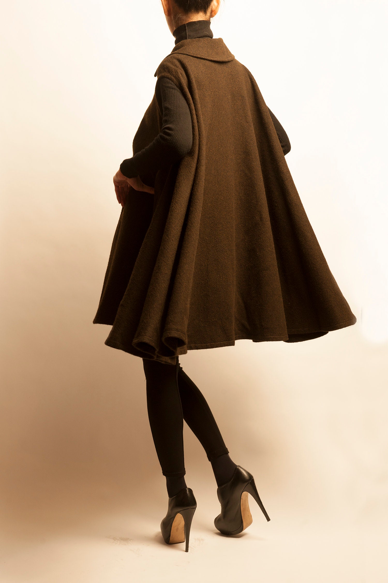 1 Yves Saint Laurent 1970's khaki wool cape gilet