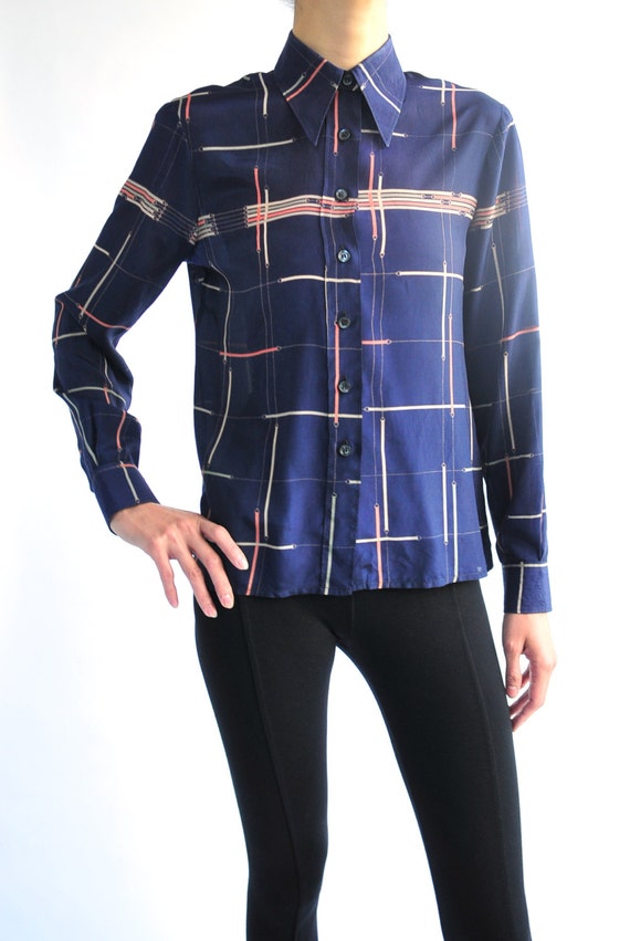 1970's Pierre Cardin geometric motif simple shirt