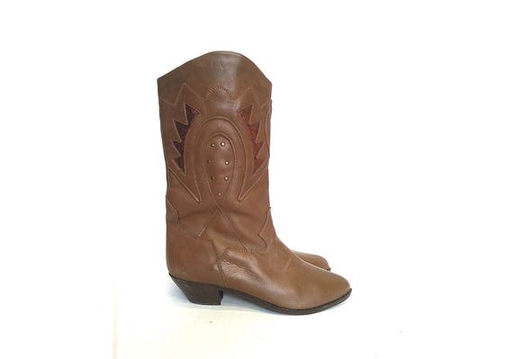 80s TALL boots BOHO boots WESTERN boots slouchy bo