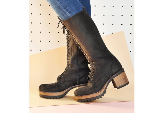 90s RUSTIC leather boots BOHO boots TALL boots boh