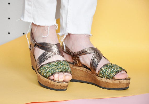 70s SANDALS platform sandals WEDGE sandals BOHEMI… - image 2