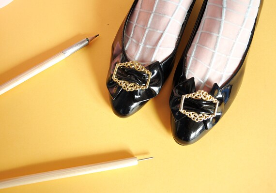 80s PATENT LEATHER flats RETRO flats ballet flats