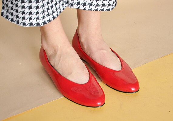 90s MOD flats FLAT shoes RED shoes red 