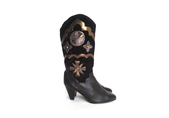 80s BOHEMIAN boots TALL boots GYPSY boots slouchy