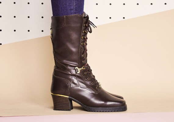 faux leather chunky boots