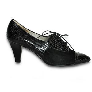 90er Jahre PATENT Schühchen Knöchel Schühchen spitzen Zehe Schühchen Wildleder Schühchen mod Schühchen minimal Schühchen Oxford Babyschuhe / Größe 6 US / 3,5 uk / 36 Eu