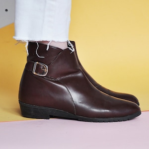 80er Stiefeletten ANKLE booties CHESTNUT Booties vegane Schühchen Boho Booties Spitze Schühchen Boho Booties / Gr. 7.5 us / 5 uk / 38 eu
