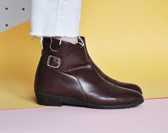 Stivaletti FLAT anni &#39;80 Stivaletti alla caviglia Stivaletti CHESTNUT stivaletti vegani stivaletti boho stivaletti a punta a punta stivaletti boho / Taglia 7.5 us / 5 uk / 38 eu