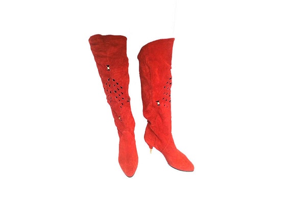 80s GOGO boots RED boots DISCO boots 