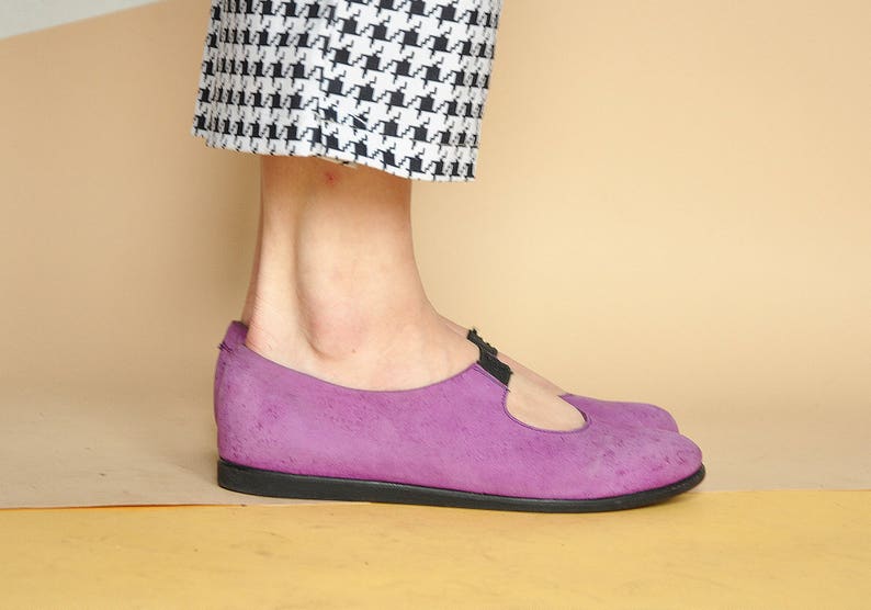 90s CLUB KID mary janes SUEDE mary janes purple mary janes flat mary janes funky mary janes leather mary janes Size 6.5 us 4 uk 37 eu