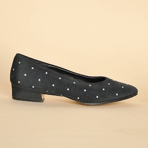 90s TEXTILE pumps STUDED pumps MOD pumps low pumps minimal pumps retro pumps modern pumps pointy pumps / Size 5.5 us / 3 uk / 35.5. eu