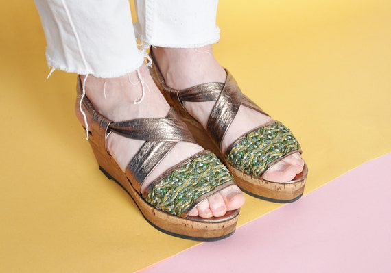 70s SANDALS platform sandals WEDGE sandals BOHEMI… - image 3