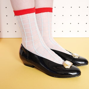 90s ROYAL flats patent flat shoes with DIAMOND shoes BALLET flats balerina flats ankle flat shoes grace kelly / Size 7.5 us / 5 uk / 38 eu