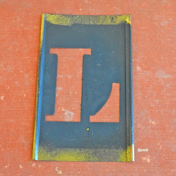 L, Letter L, Vintage Stencil L, hastypearl, Brass Stencil L, Scrapbooking Supply, Display Letter L, Salvaged Letter L, Home Decor L