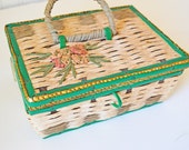 Storage Basket, Wicker Basket, Sewing Basket, Vintage Box, Sewing Accessory, Mum's Day