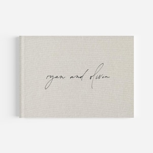 Libro de firmas de boda con cubierta de lino personalizado OLIVIA para fiestas de compromiso, eventos, parejas, bebés, álbumes de fotos, regalos de boda y álbumes de recortes.