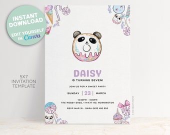 CANDYLAND INVITATION | Editable Invitation, girls birthday, candy party, lolly shop, sweet party, donuts, doughnut, sweets theme, birthday,