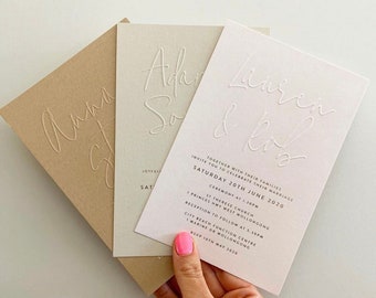 LISA Blind Emboss Wedding Invitation Card | Engagement Invitation | Letterpress