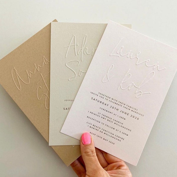 LISA Blind Emboss Wedding Invitation Card | Engagement Invitation | Letterpress