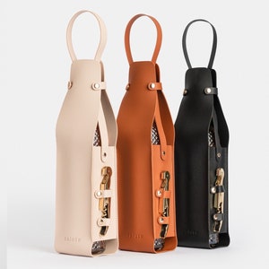 Salute Wine Bottle Carrier with Corkscrew Vegan Leather Tote Gift Bag Corporate Gift Picnic Travel Tastings Christmas Beach Party BYOB image 1