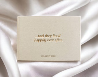 HAPPILY EVER AFTER Linen Cover Wedding Guest Book | Couples | Photo Album | Wedding Gift | Scrapbook