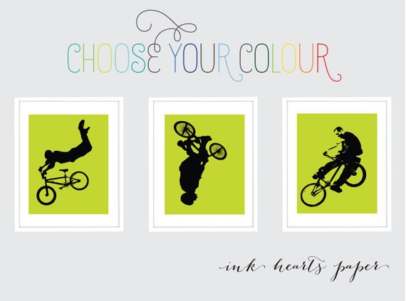 Items similar to DIY 8" x 10" PRINTABLE "Bikers" Set of 3 bmx bikers ...
