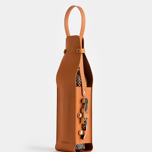 Salute Wine Bottle Carrier with Corkscrew Vegan Leather Tote Gift Bag Corporate Gift Picnic Travel Tastings Christmas Beach Party BYOB image 7