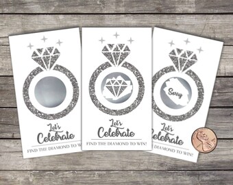 Bridal Shower Scratch Off Game Cards – 50 Pack With Glitter Diamond Ring Design, Wedding Party Activity - View #10