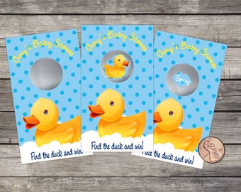 Rubber Duck Theme, Baby Shower Scratch Off Game Cards, Baby Shower Game, Rubber Ducky, Duck Baby Shower, Lottery Scratch offs, Raffle Cards