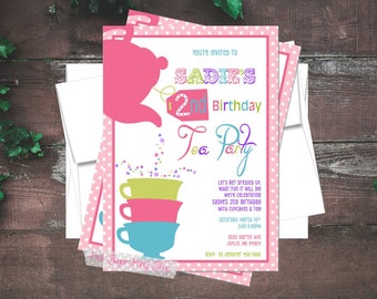 Tea Party Invitation, Digital Printable, PERSONALIZED, Kid Birthday Party, Tea Baby Shower, Bridal Shower Tea, Kids tea party, Tea Luncheon