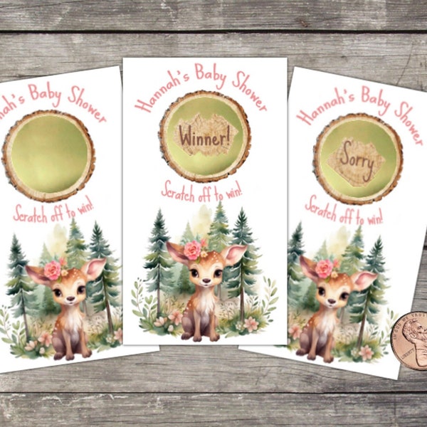 Baby Shower Scratch Off Game, 10 Ct Scratch Cards, Little Deer Woodland, Fall Baby Shower, Baby Shower Game, Baby Girl, Harvest Baby