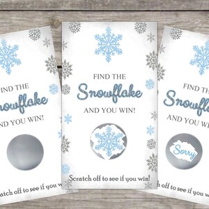 Winter Snowflake Scratch Off Game Cards: Holiday Party Fun, blue