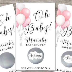 Jeu de cartes à gratter pour baby shower, ballons, bleus ou roses, lot de 10, jeu de baby shower, loterie à gratter, cartes de tombola, fête