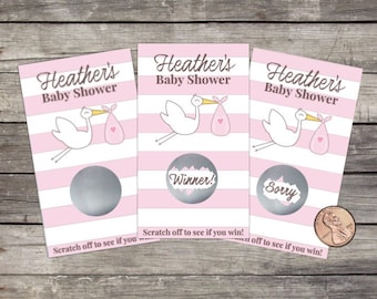 Baby Shower Scratch Off Game Cards, Stork Theme, Baby Shower Game, Pink Stork, Blue Stork, Lottery Scratch offs, Raffle Cards