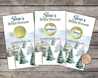 Winter Wonderland Evergreen Woods Bridal Shower Scratch Off Game Cards | 10ct | Shower Favor lottery scratch off | bridal shower game