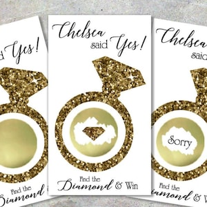 Cartes de jeu à gratter pour la douche nuptiale, 10 carats, bague en diamant scintillante elle a dit oui, loterie à gratter, cartes de jeu à gratter pour la mariée, jeu de douche