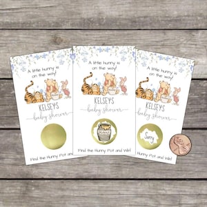 Winnie the Pooh Baby Shower Scratch Off Game: Blue & Gold