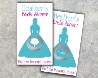 Bridal Shower Game, Bride Silhouette, Personalized Shower, Lottery Scratch Off cards, Favor Scratch Off Game Cards, 10ct, lottery tickets