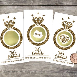 Cartes de jeu à gratter pour la douche nuptiale, 10 carats, cadeau de douche, loterie à gratter, jeu de douche, shower de mariage, bague à paillettes d'or, diamant