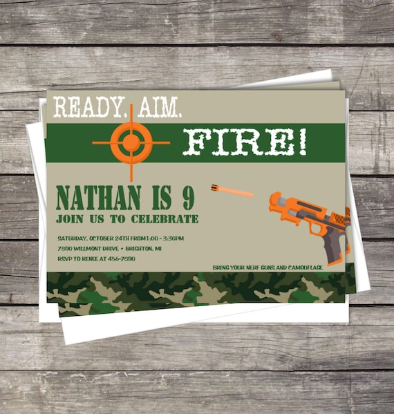 Nerf Party War Dart Gun Birthday Invitation / PERSONALIZED / Digital