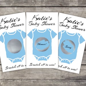 Baby Shower Scratch Off Game Cards, 10ct, Onesie Theme cartes à gratter, jeu de société, billets à gratter, cartes de loterie, rose, bleu, jaune